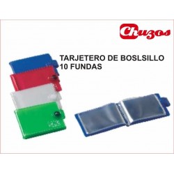 TARJETERO DE BOLSILLO IBERPLAS PVC 10 FUNDAS COLORES SURTIDOS