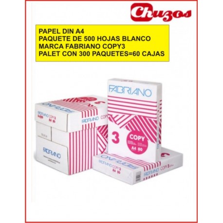PAPEL A4 80 GR BLANCO 500 HJS FABRIANO COPY 3 PALET 300 PAQUETES