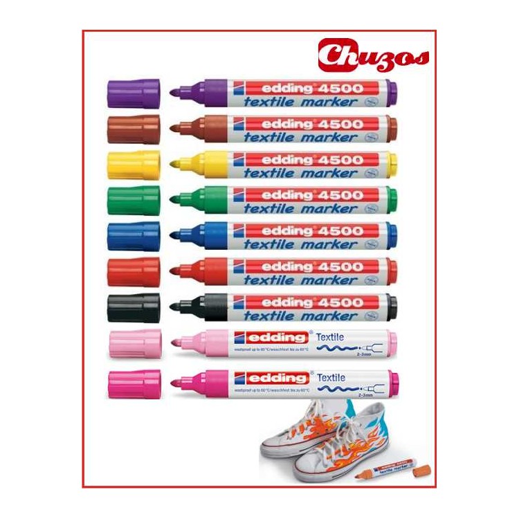 edding 4500 rotulador textil - rojo - 1 bolígrafo - punta redonda  0.079-0.118 in - marcadores permanentes de tela para dibujar sobre  textiles