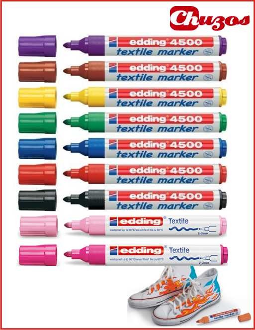 edding 4500 rotuladores textiles - juego de 10 colores (básico) - punta  redonda 0.079-0.118 in - marcadores de tela permanentes para dibujar sobre