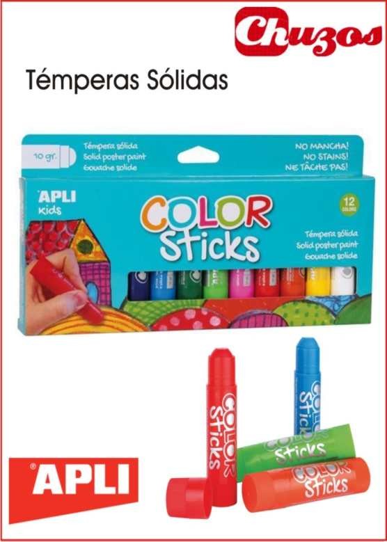 APLI 14405. Blister témperas sólidas Color Sticks colores