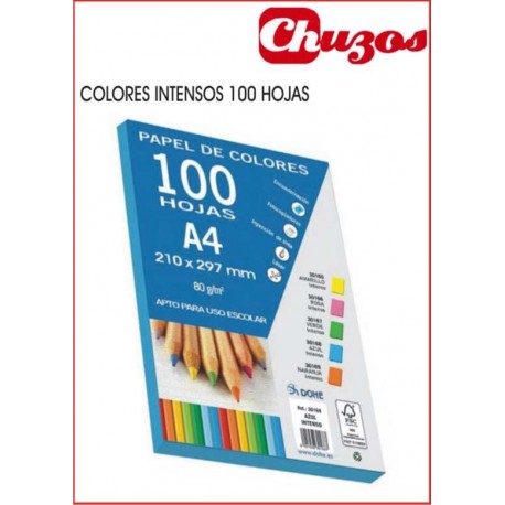PAPEL COLORES A4 100 HJS 80 GRS DOHE - COLORES INTENSOS