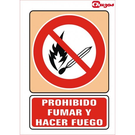 SEÑAL PROHIBIDO FUMAR Y ENCENDER FUEGO PVC 21 X 29,7 CM
