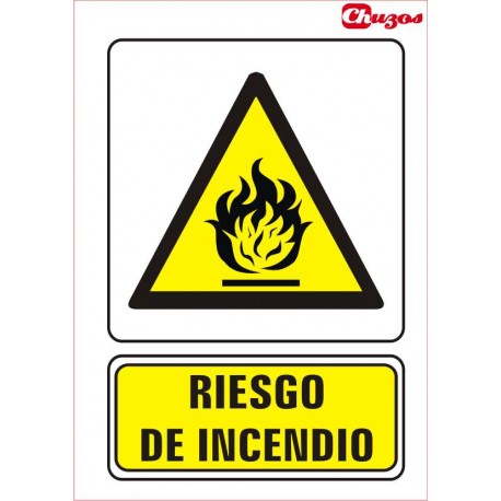 SEÑAL RIESGO DE INCENDIO PVC 21 X 29,7 CM