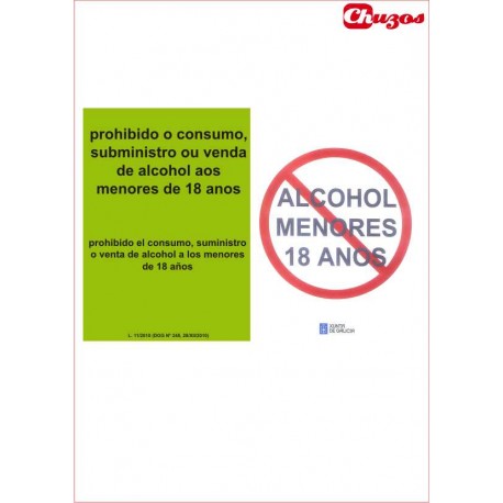 SEÑAL PROHIBIDA LA VENTA DE ALCOHOL PVC 21 X 29,7 CM APAISADO