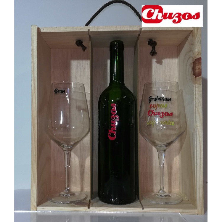 Más bien Reciclar longitud Caja madera para vino tres botellas al mejor precio | www.chuzos.es